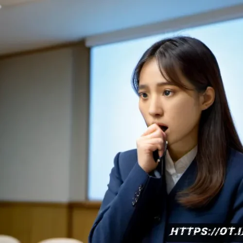 Home 17 즉흥 스피치에서 자주 하는 실수 - Photorealistic university seminar room, a nervous young professional standing before a small audienc...